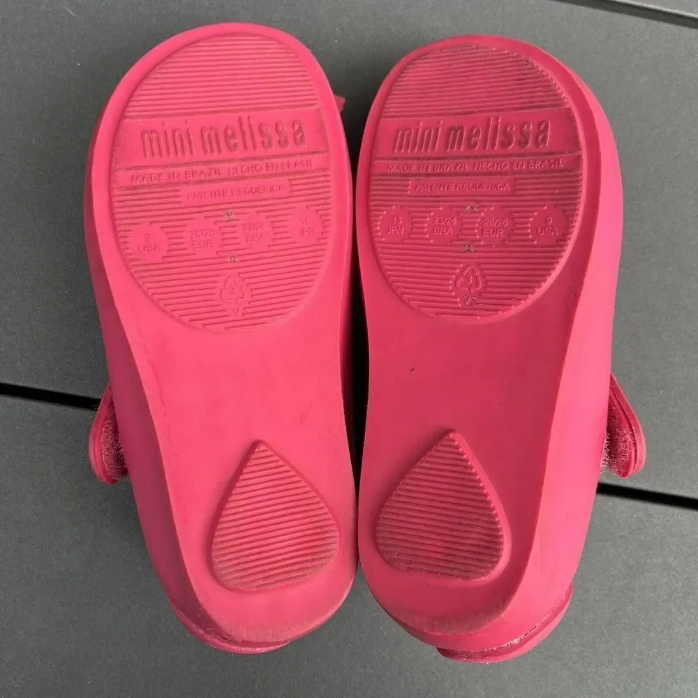 Mini Melissa Ultragirl II Pink Cat Mary Jane Flats Shoes Toddler Girls Size 9